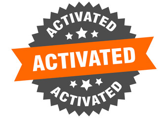 activated round isolated ribbon label. activated sign