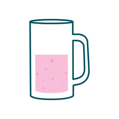 Beer glass line and fill style icon design, Pub alcohol bar brewery drink ale and lager theme Vector illustration