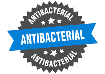 antibacterial round isolated ribbon label. antibacterial sign