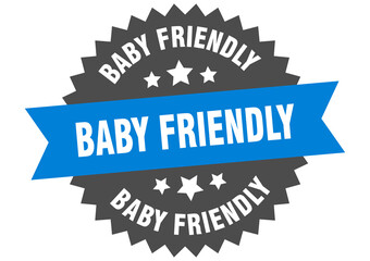 baby friendly round isolated ribbon label. baby friendly sign