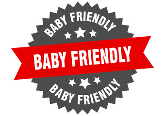 baby friendly round isolated ribbon label. baby friendly sign