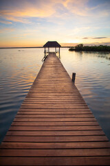 Fototapeta na wymiar Small pier on the Bacalar lagoon