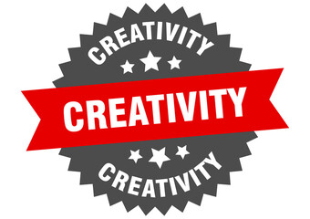 Obraz premium creativity round isolated ribbon label. creativity sign