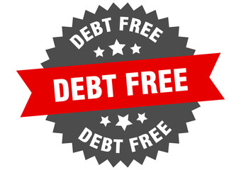 debt free round isolated ribbon label. debt free sign