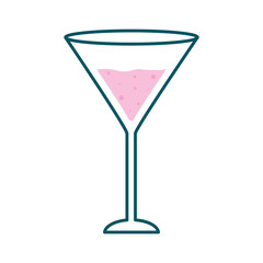 martini cocktail glass cup line and fill style icon design, Alcohol drink bar and beverage theme Vector illustration