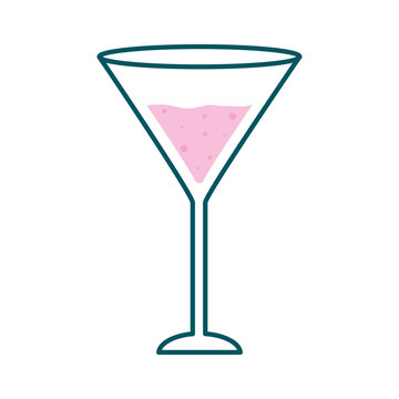 martini cocktail glass cup line and fill style icon design, Alcohol drink bar and beverage theme Vector illustration