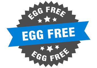 egg free round isolated ribbon label. egg free sign