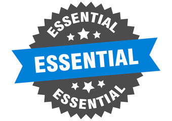 essential round isolated ribbon label. essential sign