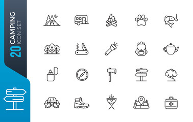 minimal camping icon set