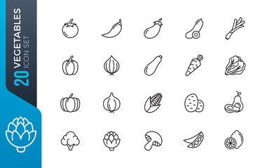 minimal vegetables icon set