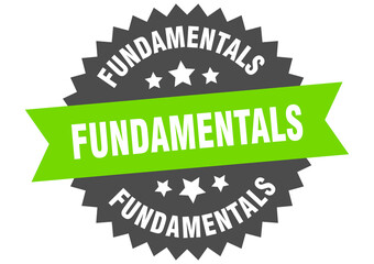 fundamentals round isolated ribbon label. fundamentals sign
