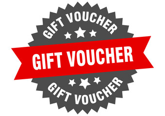 gift voucher round isolated ribbon label. gift voucher sign