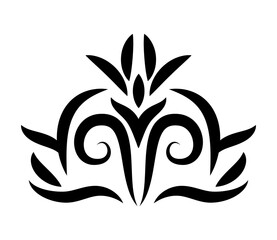 leaves shaped ornament with curves silhouette style icon design of Decorative element theme Vector illustration