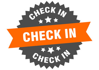 Fototapeta premium check in round isolated ribbon label. check in sign