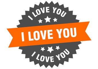 Fototapeta premium i love you round isolated ribbon label. i love you sign