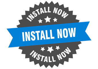 install now round isolated ribbon label. install now sign