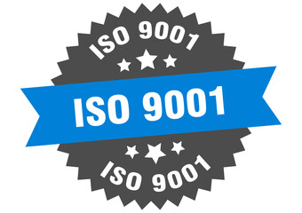 iso 9001 round isolated ribbon label. iso 9001 sign
