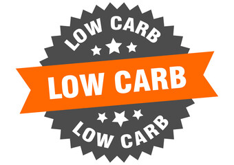 low carb round isolated ribbon label. low carb sign