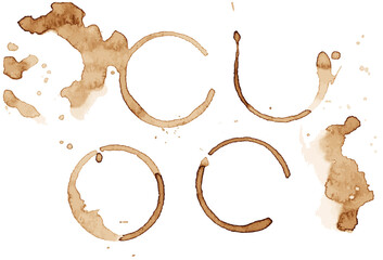 Coffee blots, spots and circle trace. Vector EPS 10. Ink graphic, natur product.