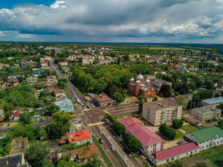 Fototapeta na wymiar City of Oboyan, Kursk region, aerial view