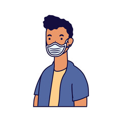 young man wearing medical mask character