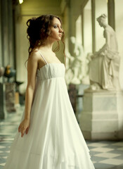 Fototapeta premium beautiful young victorian lady in white dress