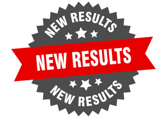 new results round isolated ribbon label. new results sign
