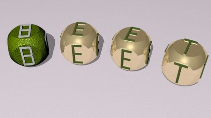 combination of BEET built by cubic letters from the top perspective, excellent for the concept presentation. background and illustration