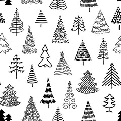 Vector seamless pattern of christmas tree.Vector illustration