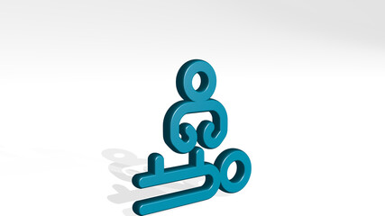 medical specialty back stand with shadow. 3D illustration of metallic sculpture over a white background with mild texture. care and doctor