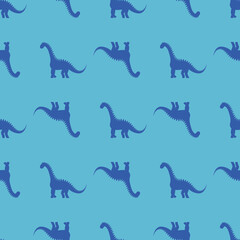 Seamless pattern with dinosaurs silhuettes. Creative vector childish background for fabric, textile