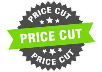 price cut round isolated ribbon label. price cut sign