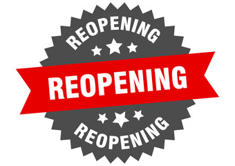 Obraz premium reopening round isolated ribbon label. reopening sign