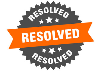 resolved round isolated ribbon label. resolved sign