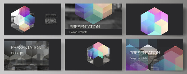 Vector layout of the presentation slides design business templates, multipurpose template with abstract shapes and colors for presentation brochure, brochure cover, business report.