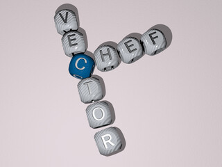 chef vector combined by dice letters and color crossing for the related meanings of the concept. cook and cooking