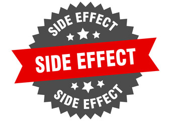 side effect round isolated ribbon label. side effect sign