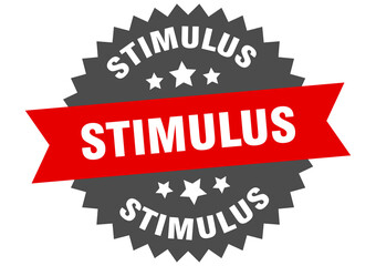 stimulus round isolated ribbon label. stimulus sign