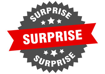 surprise round isolated ribbon label. surprise sign