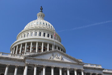 US Capital Dome - The dome of the American Congress with a blue sky