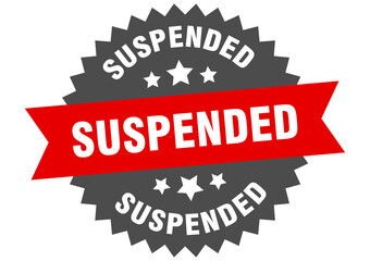 suspended round isolated ribbon label. suspended sign