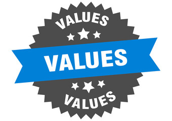 values round isolated ribbon label. values sign