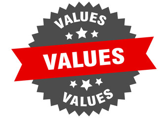 values round isolated ribbon label. values sign