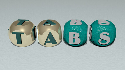 tabs combined by dice letters and color crossing for the related meanings of the concept. illustration and background