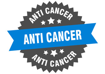 anti cancer round isolated ribbon label. anti cancer sign