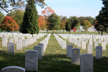 Gravestones Headstones at the military Arlington National Cemetery - Virginia - Washington DC - United States