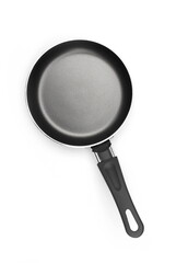 Black fry pan, skillet, isolated on white background