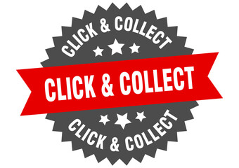 Fototapeta premium click & collect round isolated ribbon label. click & collect sign