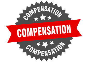 compensation round isolated ribbon label. compensation sign