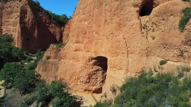 Las Medulas. Roman gold mine in Leon,Spain  Aerial Drone Footage. UNESCO World  Heritage Site